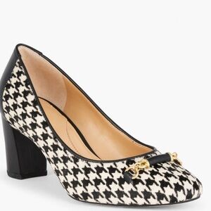 Talbots ELLERY Bit Block Heel pumps CALF HAIR Houndstooth 8.5M